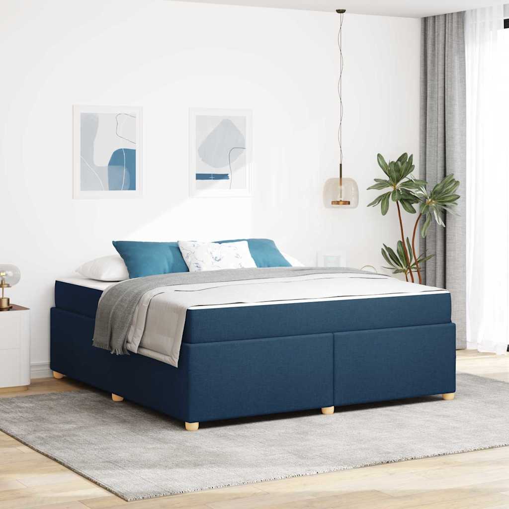Bed Frame with Mattress Blue 180 x 200 cm Fabric