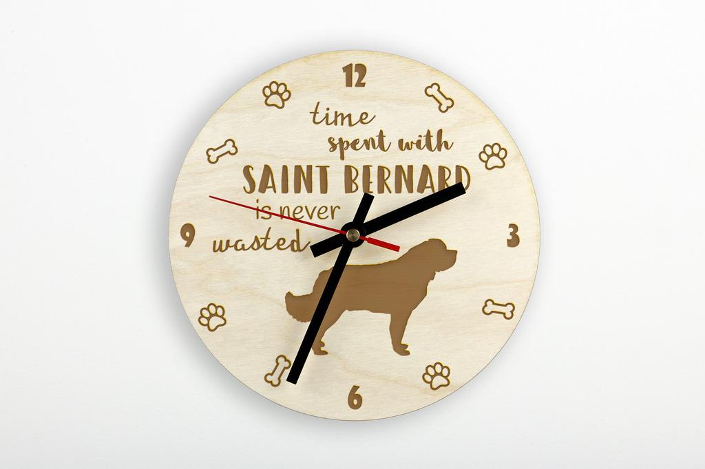 St. Bernard, Saint Bernard, Alpine Mastiff, Bernhardiner - clock with dog, wooden clock with engraving, personalised clock by Art-Dog