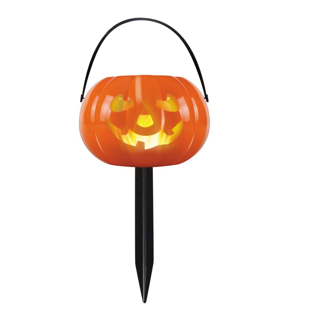 Pumpkin Flame Lights, Outdoor Garden Stake and Hanging Decor, Flickering LED for Halloween Fall Festive