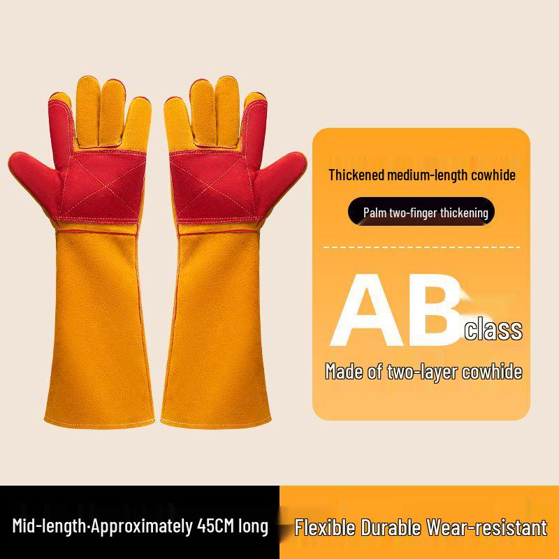 Heat-Resistant Cowhide Welding Gloves - Durable, Anti-Scald, and Soft for Labor Protection
