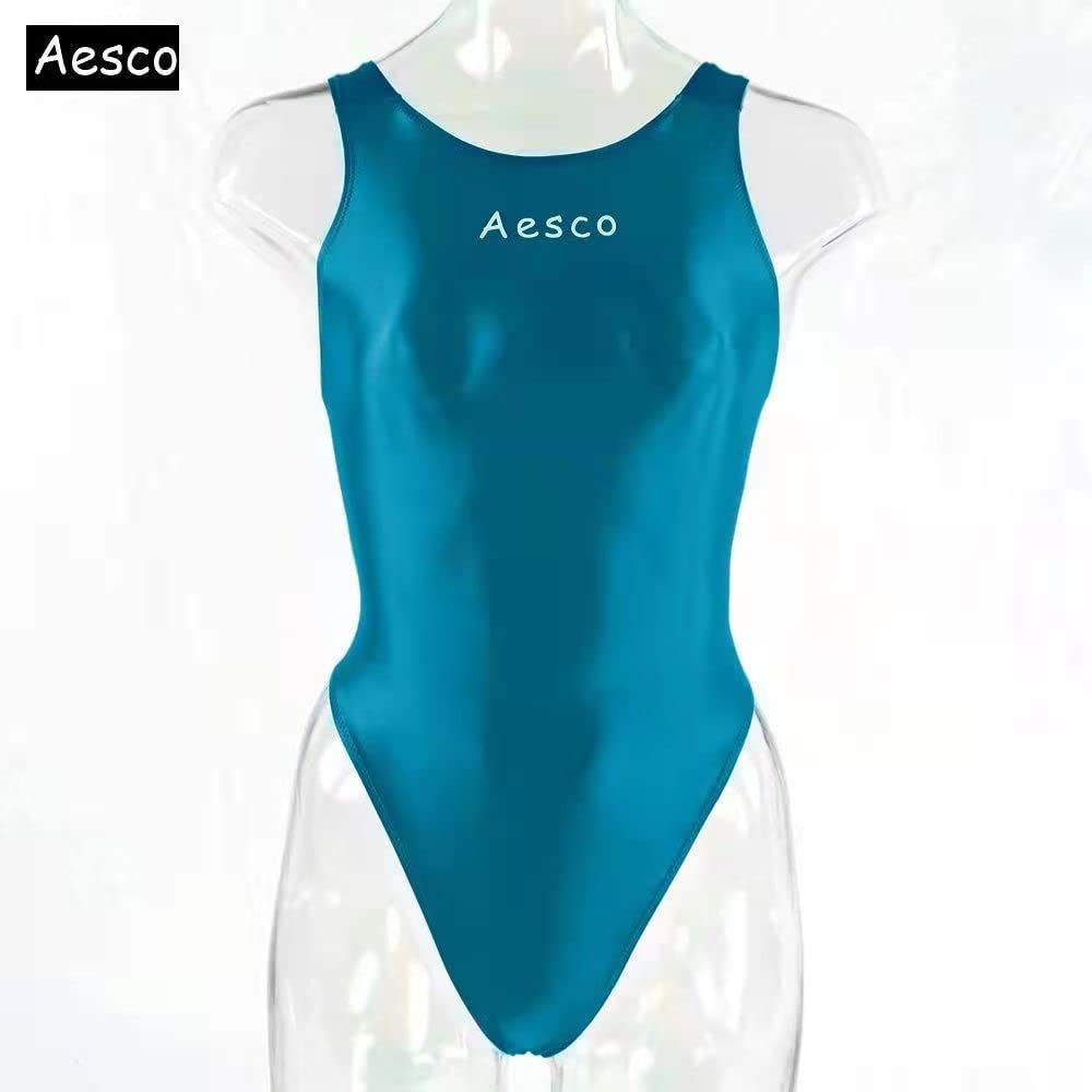 School Swimsuit Excellent Easy To Put On and Take Soft To the Super Sexy Glossy High Leg Competitive Gymnastics Uniform Dark [AESCO] T-bag,
