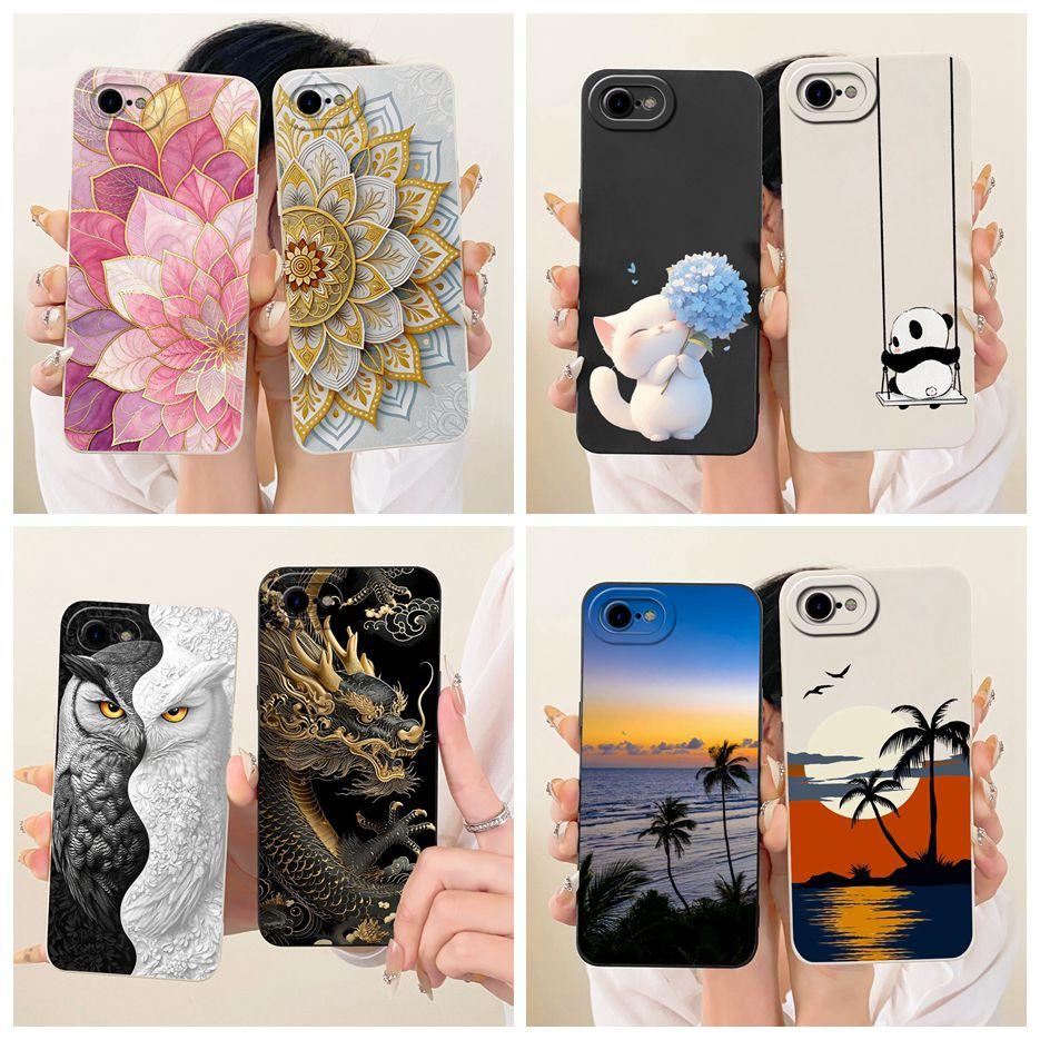 For Apple iPhone SE 2020 Case iPhoneSE 2022 Luxury Flowers Cartoon Painted Cover Soft Silicone Case For iPhone SE 2022 2020 Bags