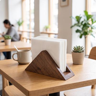 Wooden Tissue Holder Decorative Triangular Space-Saving Stylish