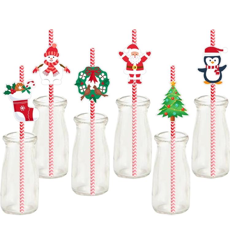 Disposable Paper Straws Christmas Beverage Crafts Party DIY Projects