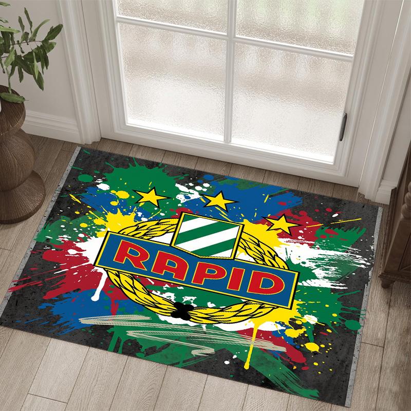 Rapid Wien FC Design Kristall Samt Teppich Gemütlich Non?Rutschfester Teppich mit Aufdruck für Schlafzimmer Wohnzimmer Eingang