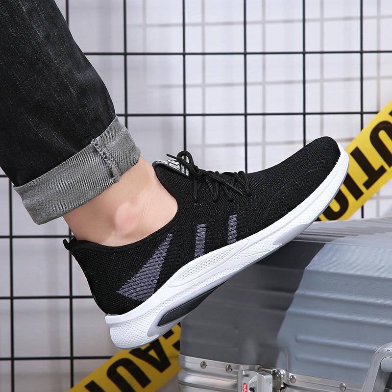 Men's shoes fly-woven elderly walking shoes platform-soled breathable men's sports and leisure shoes flat shoes