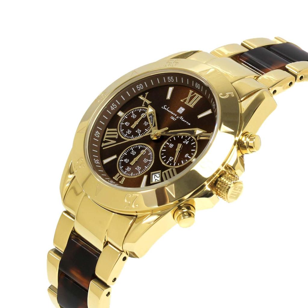Salvatore Marra Chronograph Acetate Combination 20th Anniversary Limited Brand Watch Gold Brown [Salvatore Marra] Men's Watch, Strap, Edition,