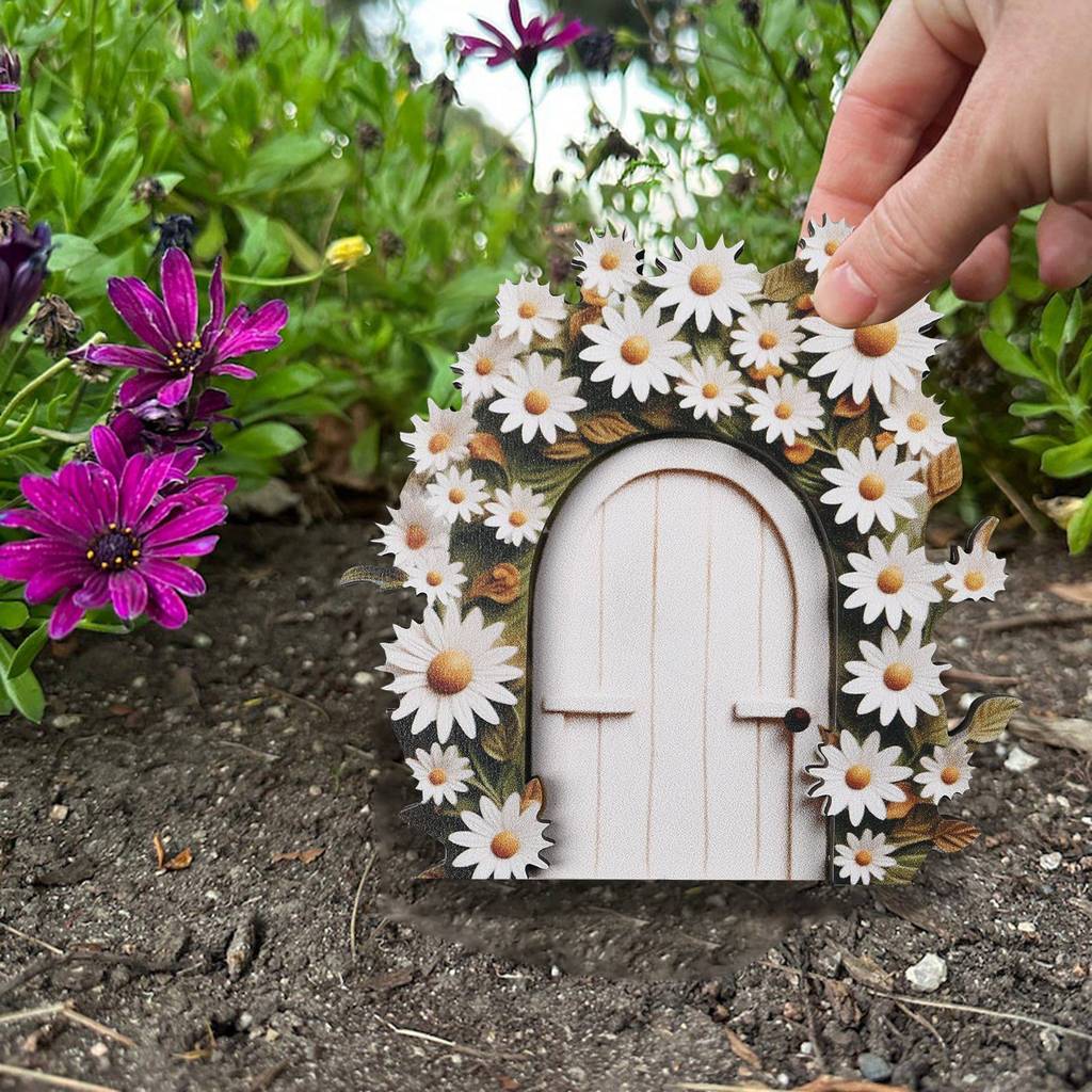 Garden Miniature Scene Wooden Ornament With Fairy Door For Home Decor