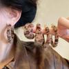 Retro Leopard Geometric Furry Earrings for Women - Hong Kong Style