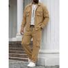 Men Casual Workwear Multi Pockets Long Sleeve Jacket And Long Pants Set