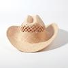 Europäischer Stil Sommer Raffia Panama Hut für Damen, Strandurlaub Sonnenschutzmütze, Mode Cowboy Strohhut