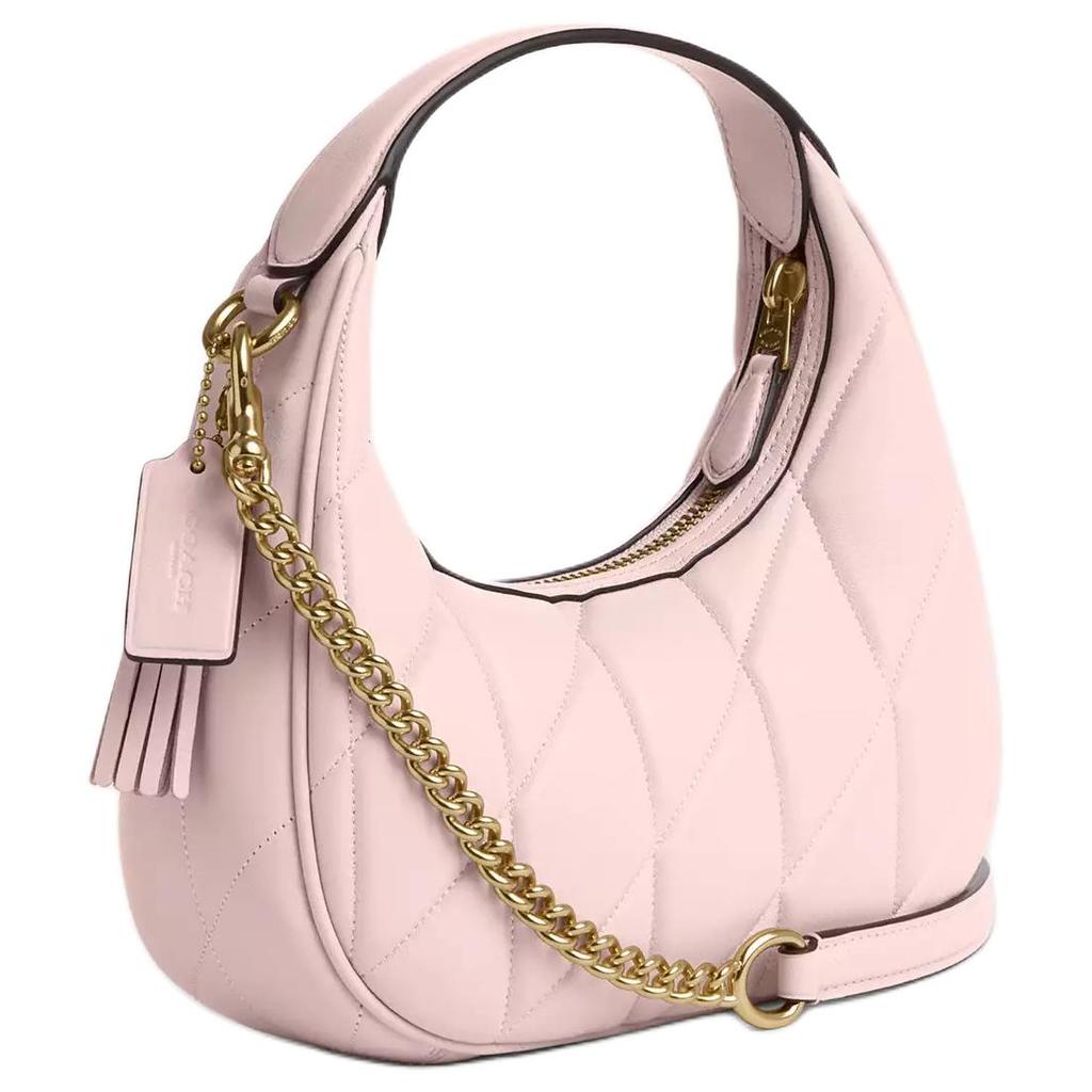 Coach Carmen 20 Metallic Logo Diamond Pattern Lambskin Chain Shoulder Handbag Small Women Handbags Blush-Pink CY710-IMBLH