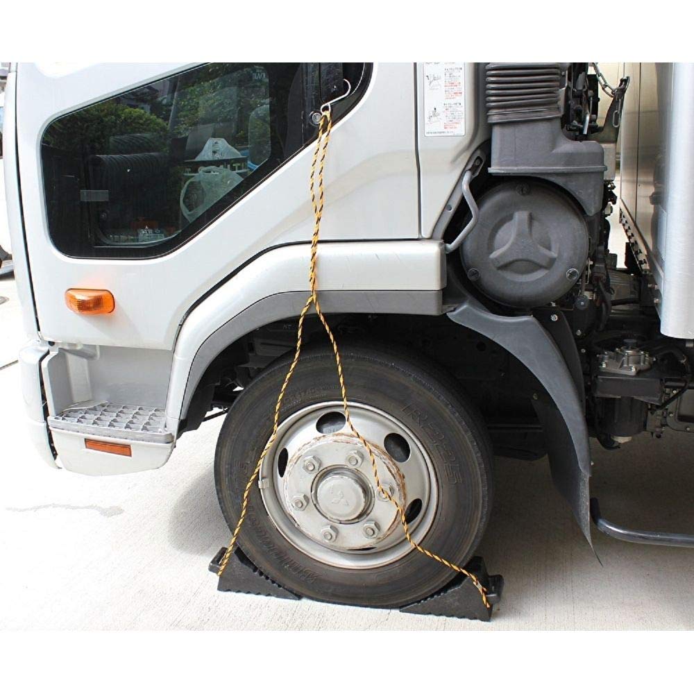 Meltec Car Tire Stopper Plastic Black 2 Pieces Compatible with General Passenger Machinery Includes Connecting Rope Made in Japan FT-25 Cars/All