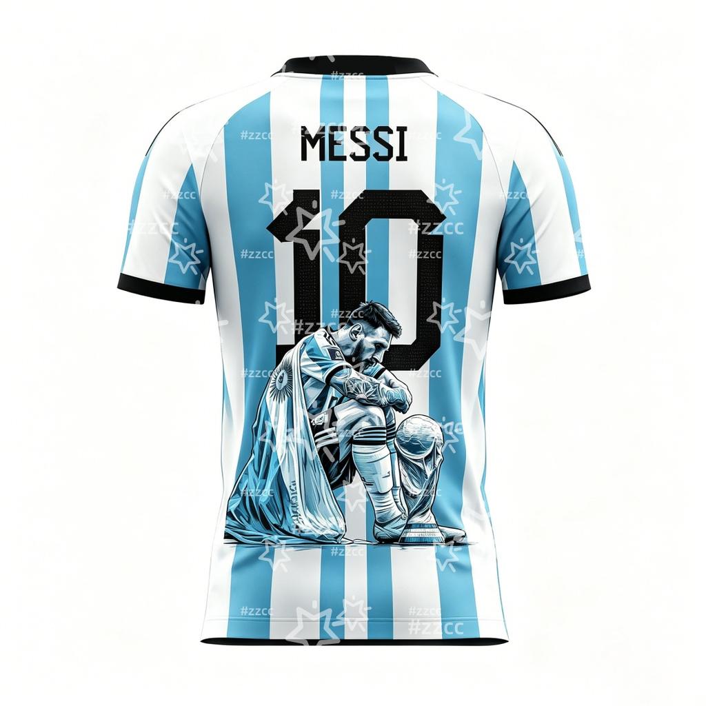 2026 Messi Argentinien Team Fußballtrikot Spiel- & Trainingsset Sommer Sport Herren T-Shirt Kinderkleidung T-Shirt Y2k Damen