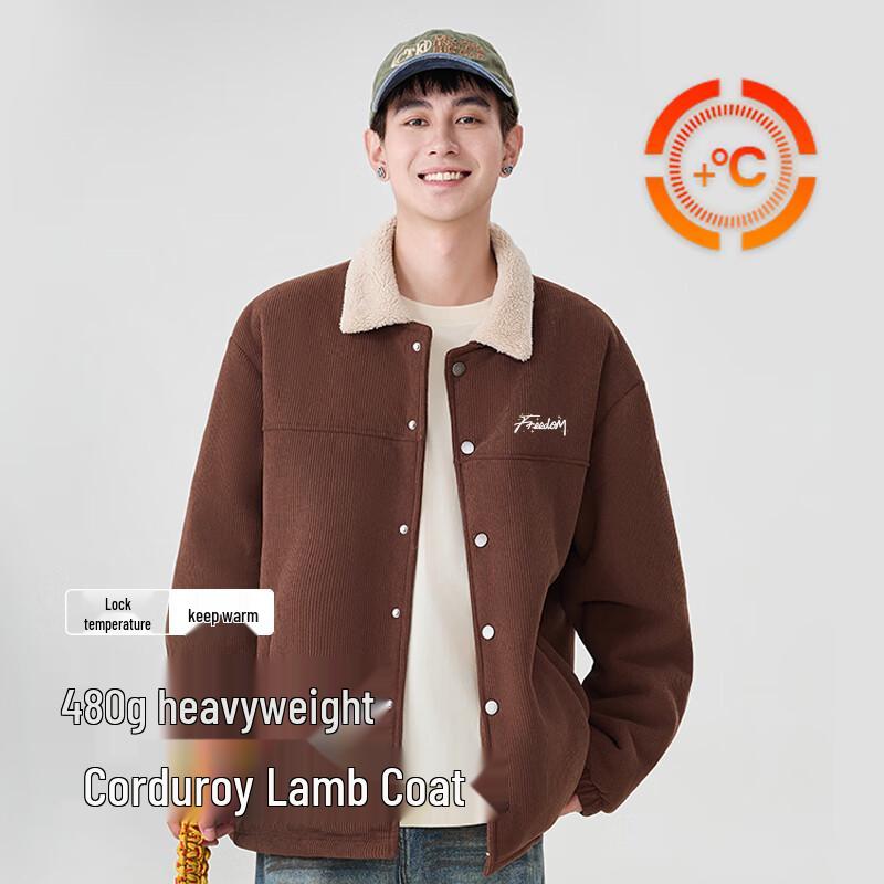 Baleno Men's Corduroy Fleece-Lined Lapel Jacket