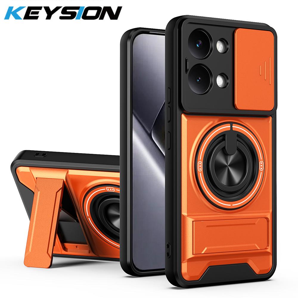 KEYSION Magnetic Phone Case for Xiaomi POCO X8 Pro Max Slide Camera Protection Upright Kickstand 360° Ring Shockproof Back Cover