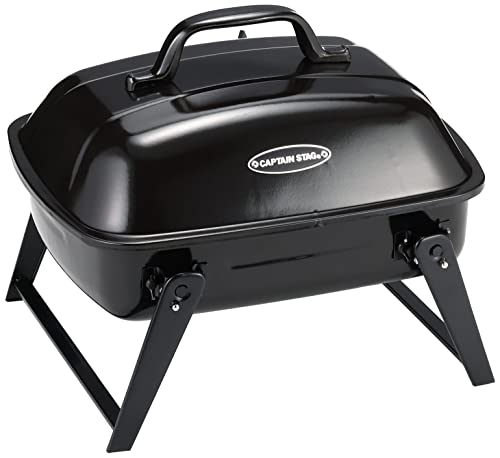 Captain Stag BBQ Stove, Grill, Oven, Fire Pit, BBQ Smoke Oven Grill, Mini, with Lid, Black, UG-61