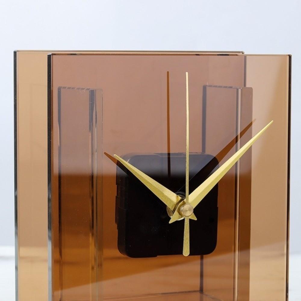 Minimalist Crystal Glass Clock Nordic Style Square Table Clock  Desk Decoration