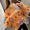 Sweatshirt Women Thin  Loose Casual Embroidered Peplum Pullover Sweatshirt Long Sleeve Round Neck Comfortable Top