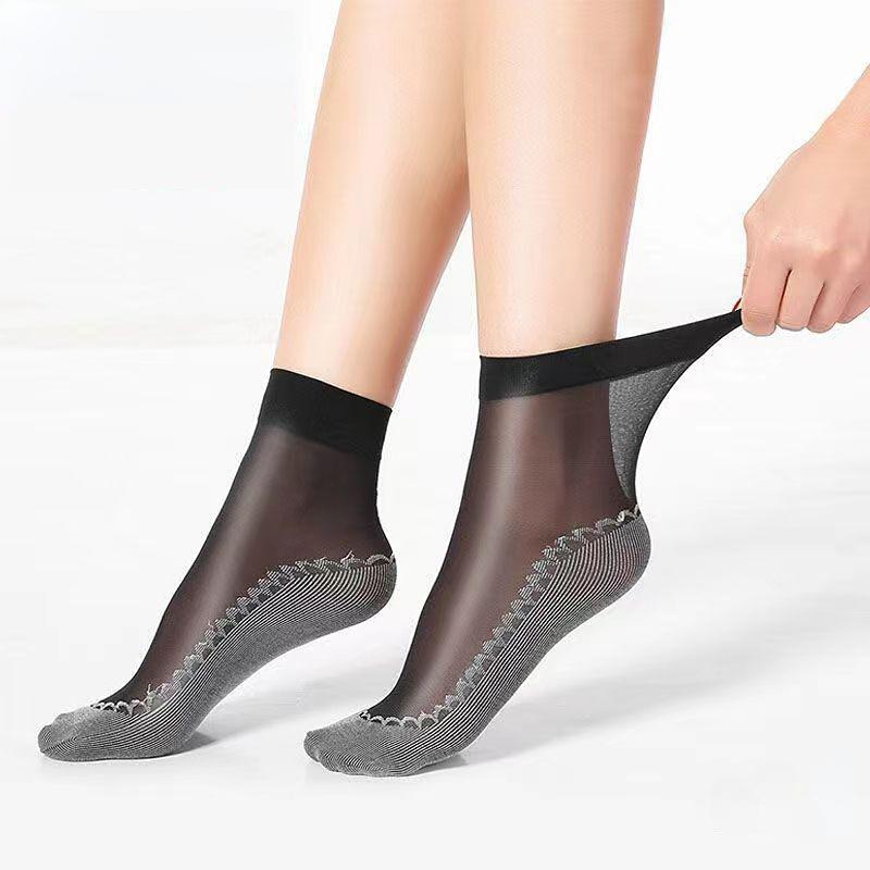 Women's Ultra-thin Cotton Silk Short Socks Seamless Breathable Socks Nylon Fashion Ladies Female Short Ankle Silk Socks