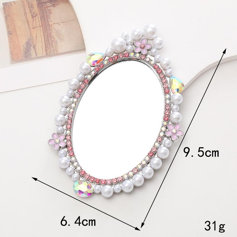 Sense of Advanced Butterfly Heart Shaped Girls Gem Make Up Mirror Liquid Metal Style Women Mini Portable Handheld Mirror