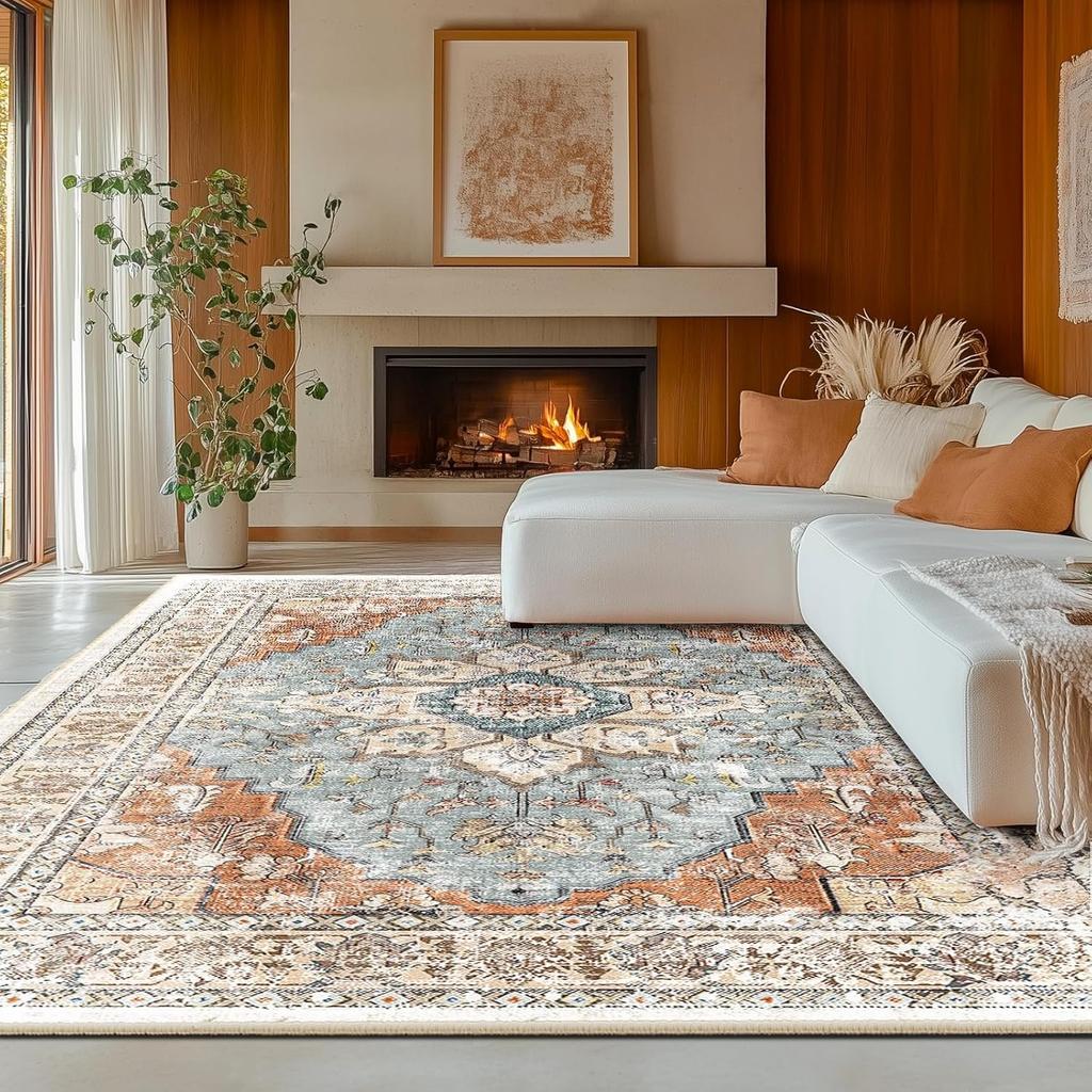 Bohemian Living Room Carpet Large Area Machine Washable Foldable Bedroom Rug Fashionable High-end Light Luxury Coffee Table Mats