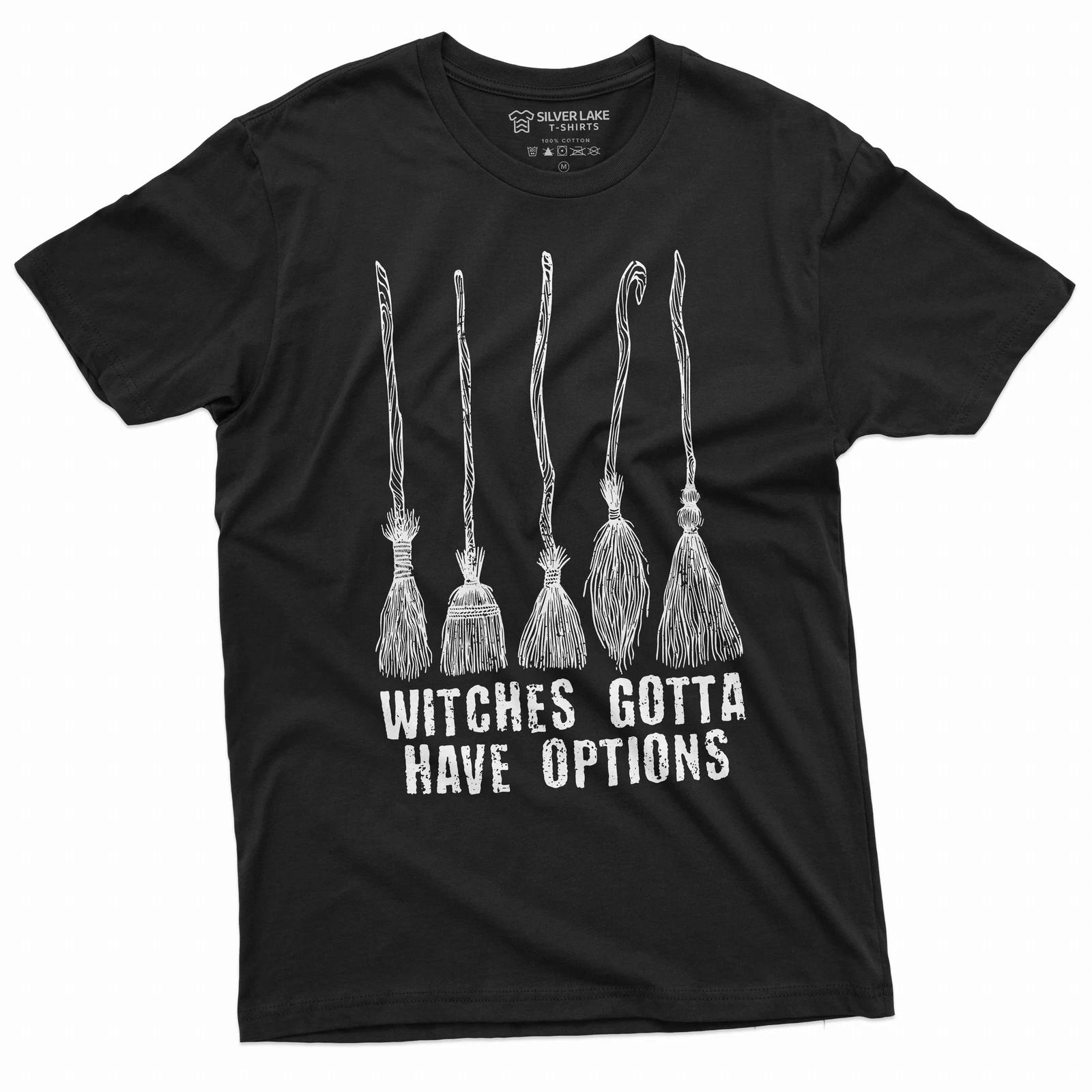 Witches gotta have options Halloween T-shirt funny witch broom tee unisex shirt M
