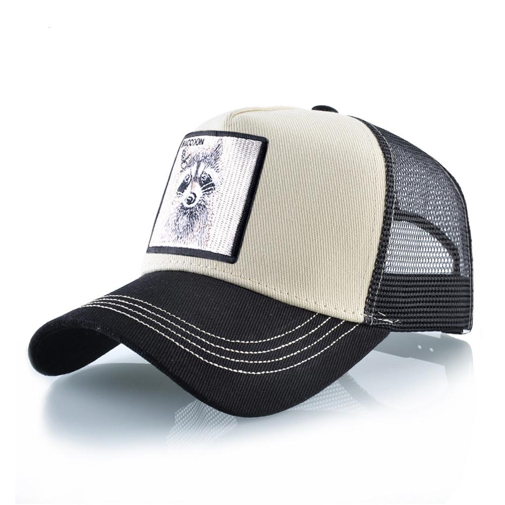 Raccoon Embroidered Mesh Baseball Cap – European & American Street Fashion