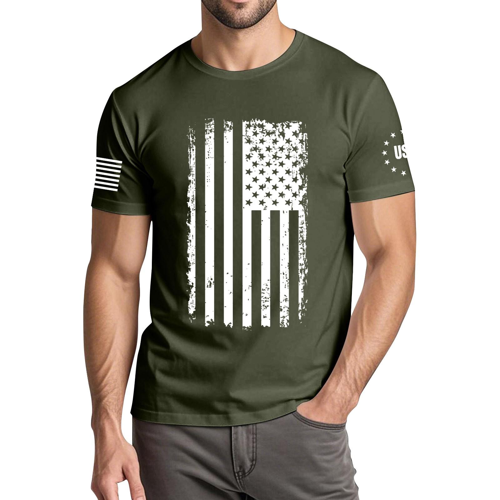 

Мужская модная повседневная футболка с круглым вырезом и коротким рукавом с принтом «День независимости» L