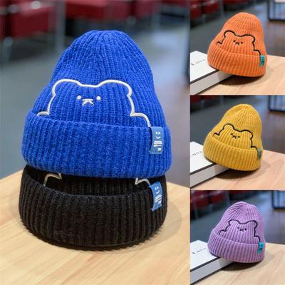 Chapéus infantis 2024 meninos meninas chapéu inverno bebê tricô bonito urso padrão bonés moda manter aquecido gorro boné criança acessórios 0-6 anos