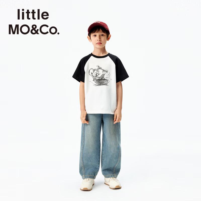 little MO&Co. Kids' Unisex Autumn Denim Wide-Leg Banana Jeans