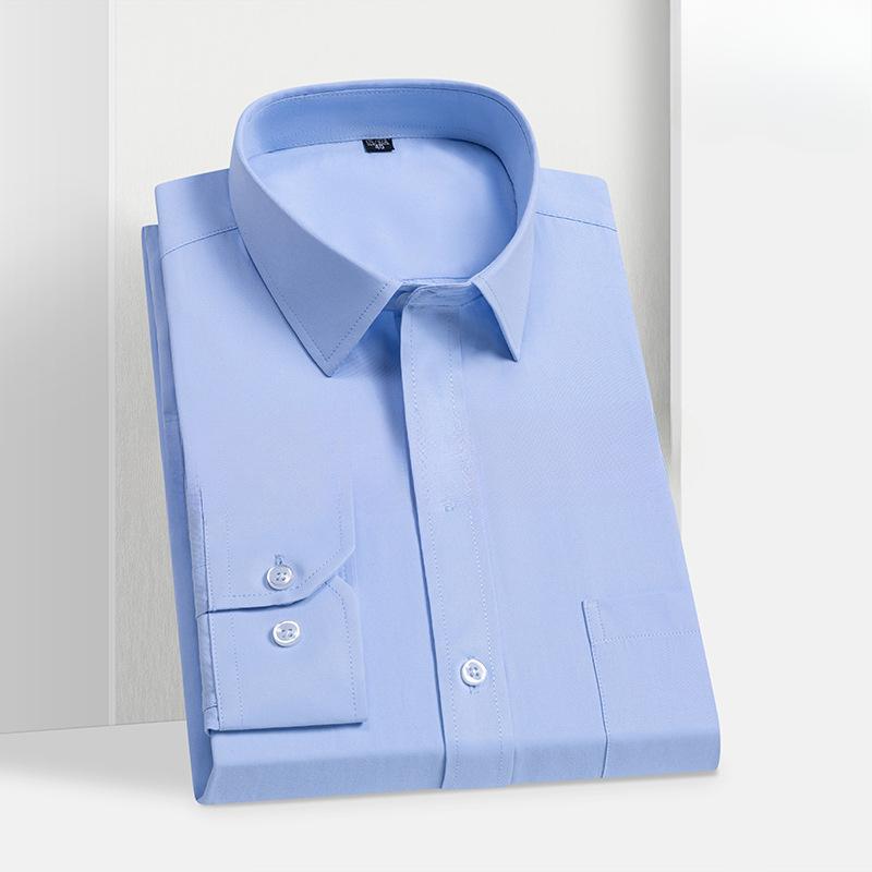 Shirt Men's Long Sleeved Middle-aged Young Business Casual Formal Wear Professional Wear Solid Color Cotton Slim Fit Shirts Men’s