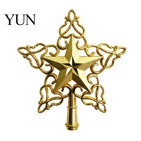 Holiday Party Ornament Glitter Star Christmas Tree Topper, Hollow Treetop Ornament, Top Accent Piece Sparkling Decoration for Home Decor Gold Silver