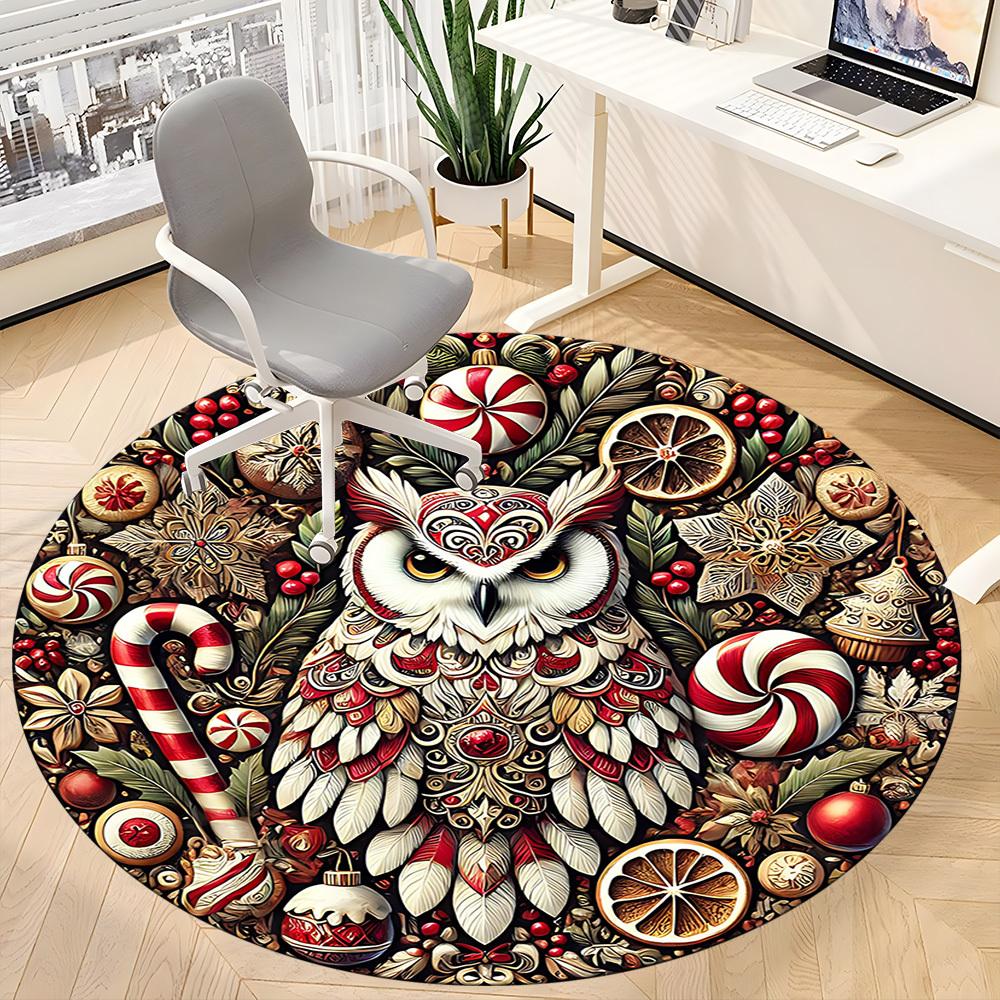 1pc Holiday Festive Office Round Area Rug, Under Office Chairs Bedroom Living Room Home Decor, Room Deco