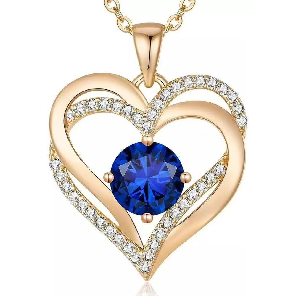 Double Layer Heart & Star Zirconia Necklace - European & American Fashion