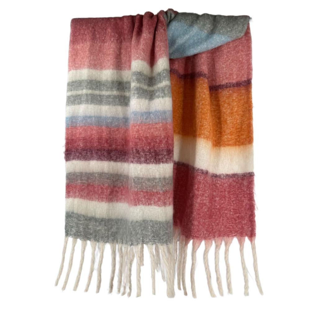 Shawl scarf niche design high sense contrasting color scarf scarf fringed shawl