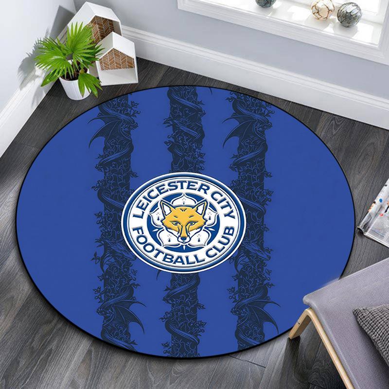 Leicester City Football Club Round Area Rug,Carpet Rug for Living Room Bedroom Sofa Playroom Decor,Non-slip Floor Mat