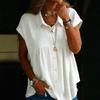 Women Casual Button Down Shirt Short Sleeve Loose Fit Blouse Lightweight Summer Top with Collar and Front Button Closure