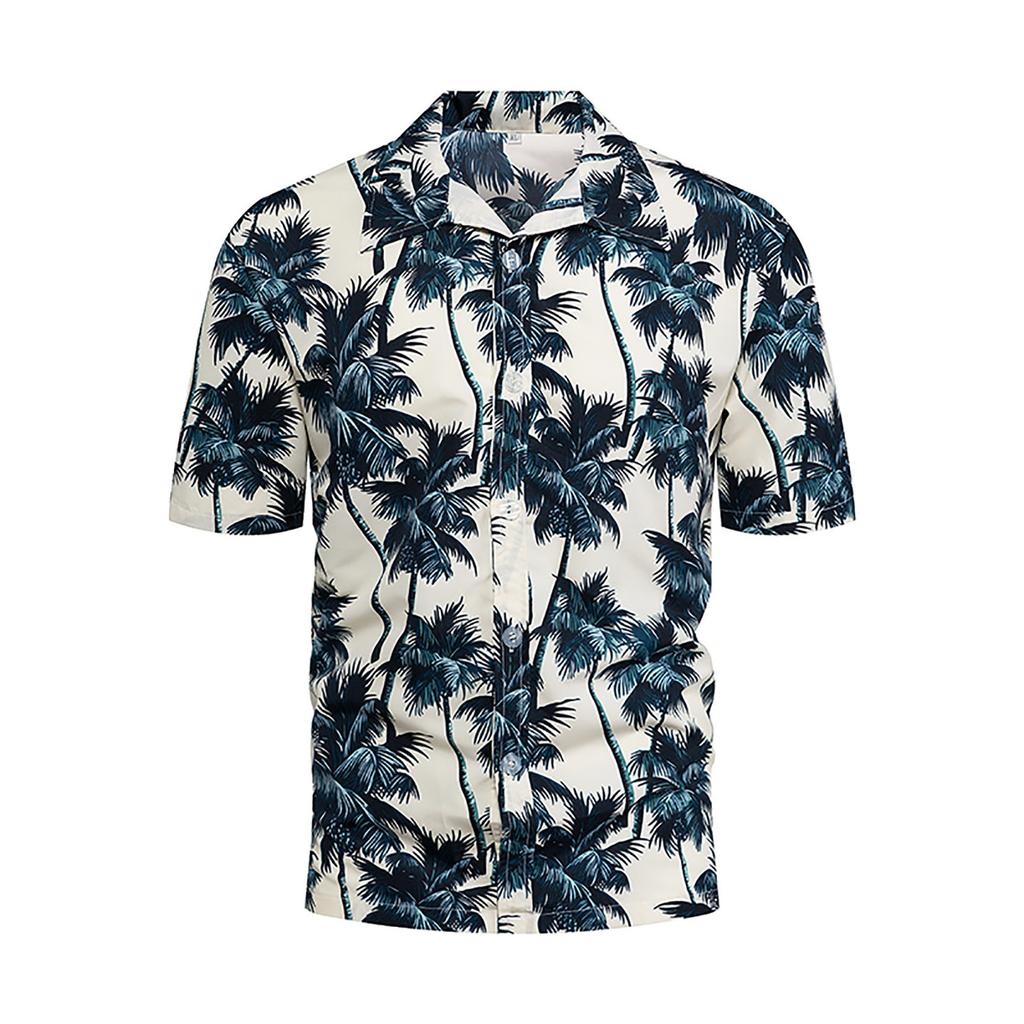Herren-Hawaii-Hemden mit Blumenmuster, kurzärmelig, Strandhemd mit Knopfleiste