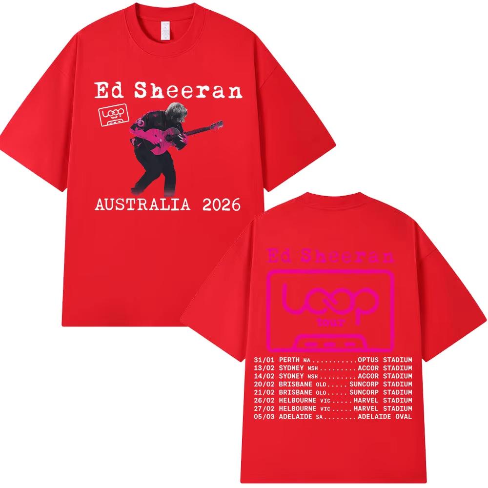 Ed Sheeran Loop Tour Austrálie 2026 Merch z turné Trička Dárky pro fanoušky Pánská Dámská Móda Hip Hop Tričko Bavlněná Oversized Trička