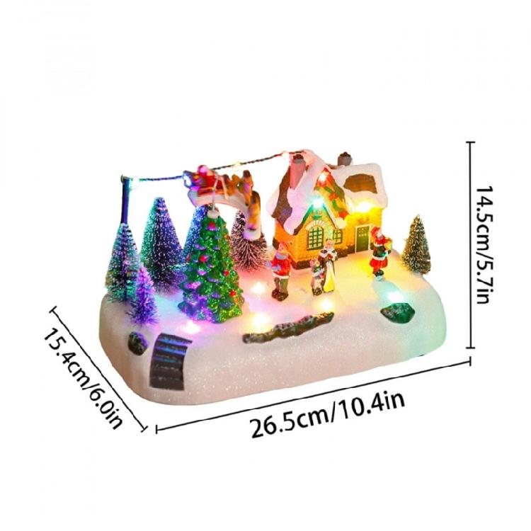 Resin Christmas Music Box With Duals Light Sound Functions Easy To Display Desktop Decoration Party Supplies
