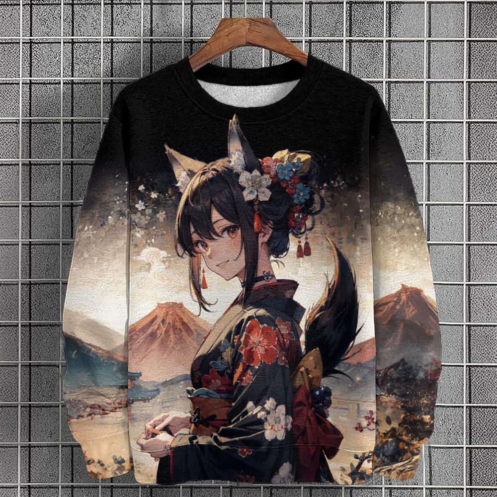 Hanorac pentru bărbați cu imprimeu cu caractere de anime Moda de toamnă Îmbrăcăminte pentru bărbați Top Hanorace casual pentru bărbați Tricou cu mânecă lungă Îmbrăcăminte de stradă