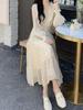 2026 Spring/Autumn Women's French Long Sleeve Tiered Cake Dress - Slimming and Tummy-Concealing A-line Skirt