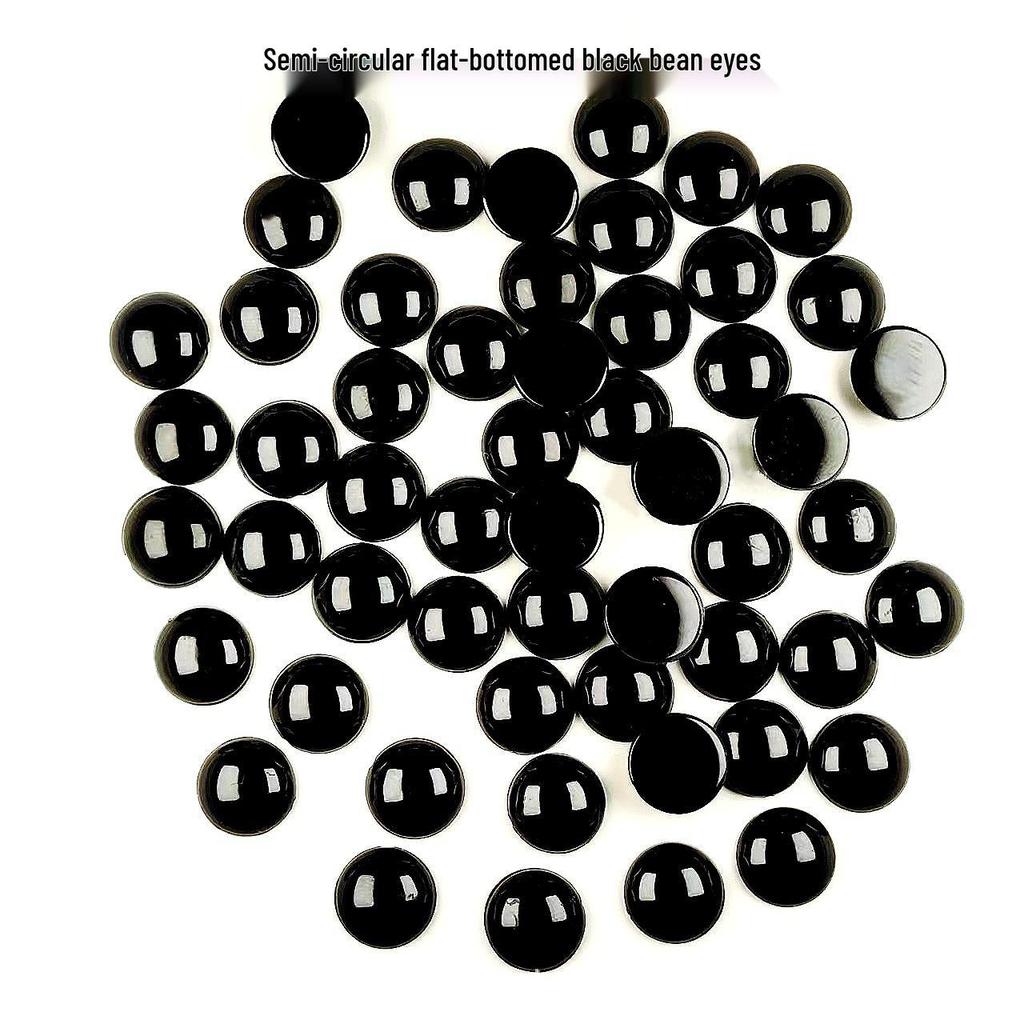 Half-Round Flat-Bottom Eye Plush Toy with Black Bean Eyes - Animal & Human Figures Bead Accessories
