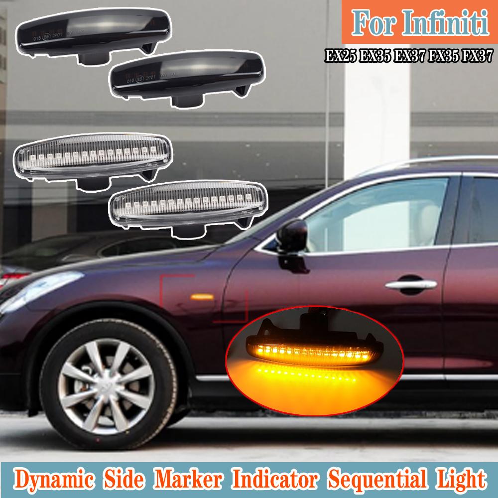 2pcs Dynamic LED Car Side Marker Lights Repeater Signal Lights For Infiniti EX35 EX37 FX30d FX35 FX37 FX50 G25 G35 G37 JX35 M25