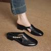 Baotou half slippers women's summer fashion outer wear 2025 new soft leather retro versatile casual flat muller shoes trend