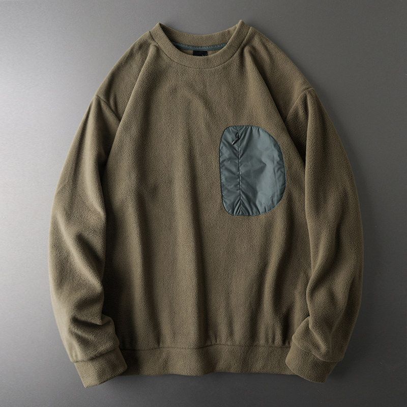 Trendy American Double-Sided Polar Fleece Winter Coat Sweatshirt Army Green XL