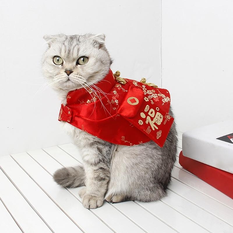 Katze Chinesisches Neujahr Kostüm Umhang Frühlingsfest Hundeumhang Verkleidung Kleidung Festkostüm Foto Outfit für Haustiere