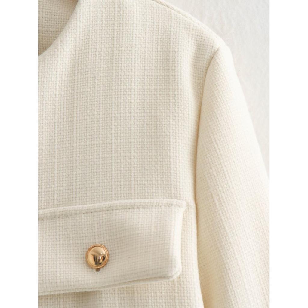 GMXIA Women's Vintage Casual Solid Color Print Autumn Winter Long Sleeve O-Neck Jackets & Coats