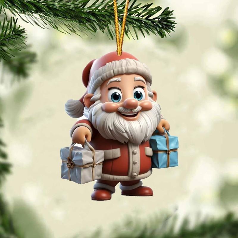 Christmas Tree Pendant 2d Santa Claus Hanging Decoration Flat Christmas Decor Universal Christmas Acrylic Ornament For Festival